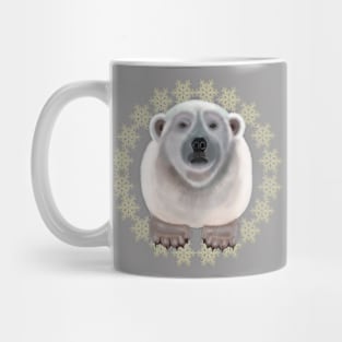 Polar Bear on snowflake pattern Mug